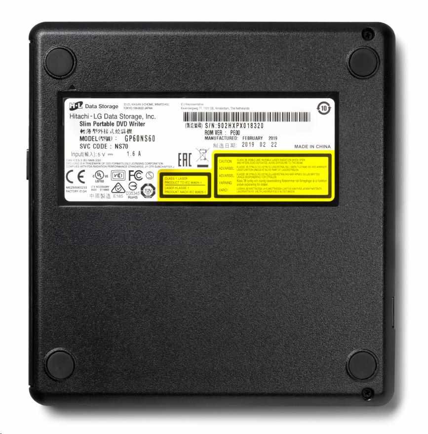 HITACHI LG - externá mechanika DVD-W/ CD-RW/ DVD±R/ ±RW/ RAM GP60NS60,  Slim,  Silver,  box+SW4 