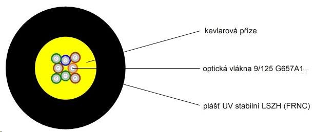 Optický kabel LEXI-Net DROP FTTx,  8x 9/ 125 SM,  G.657A1,  LS0H,  černý,  cívka 1km0 
