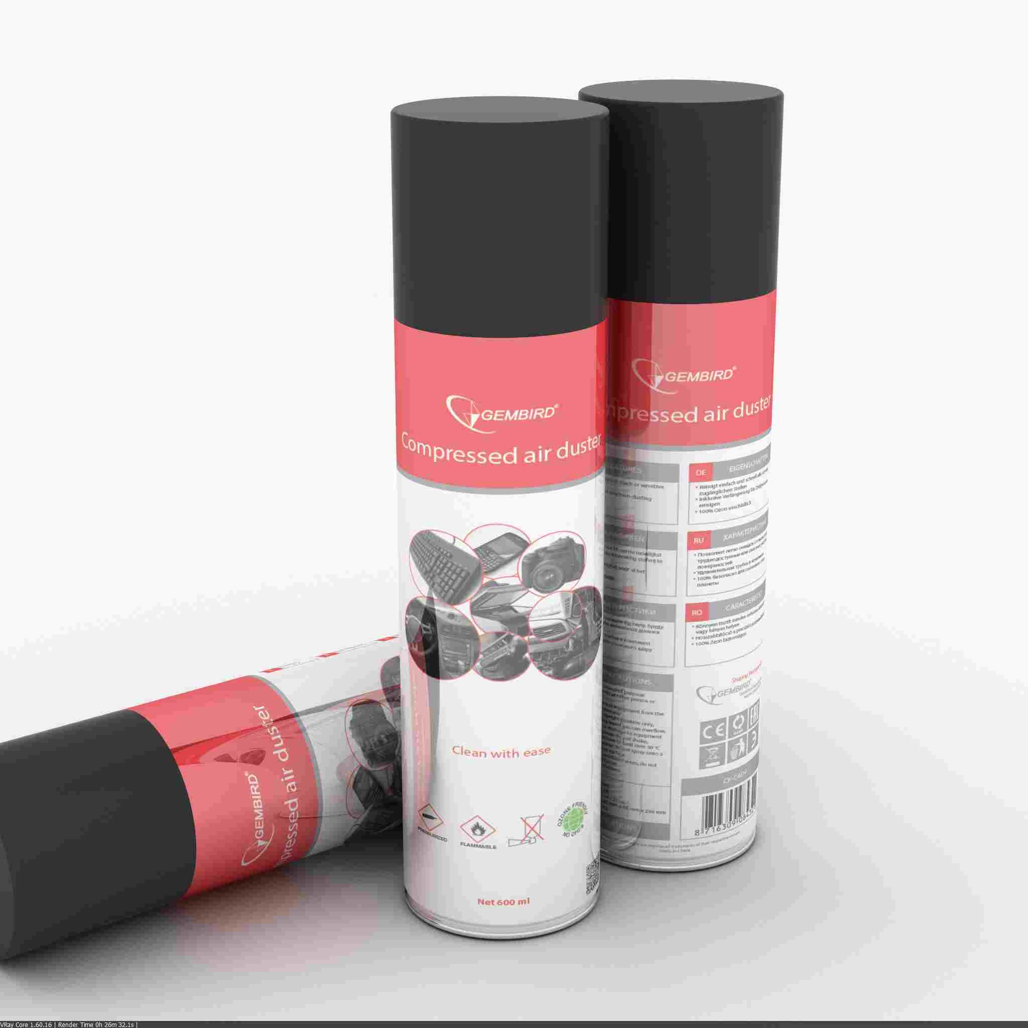 GEMBIRD Čistiaci sprej,  stlačený vzduch CK-CAD-FL600-01,  600 ml0 
