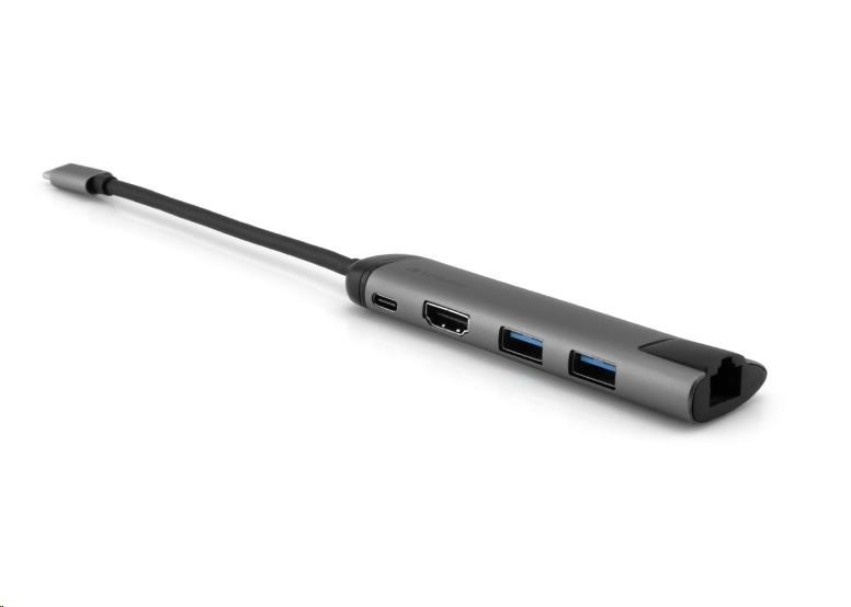 VERBATIM 49141 Multiportový USB-C HUB,  2x USB 3.0,  1x USB-C,  HDMI,  LAN,  šedý dok5 