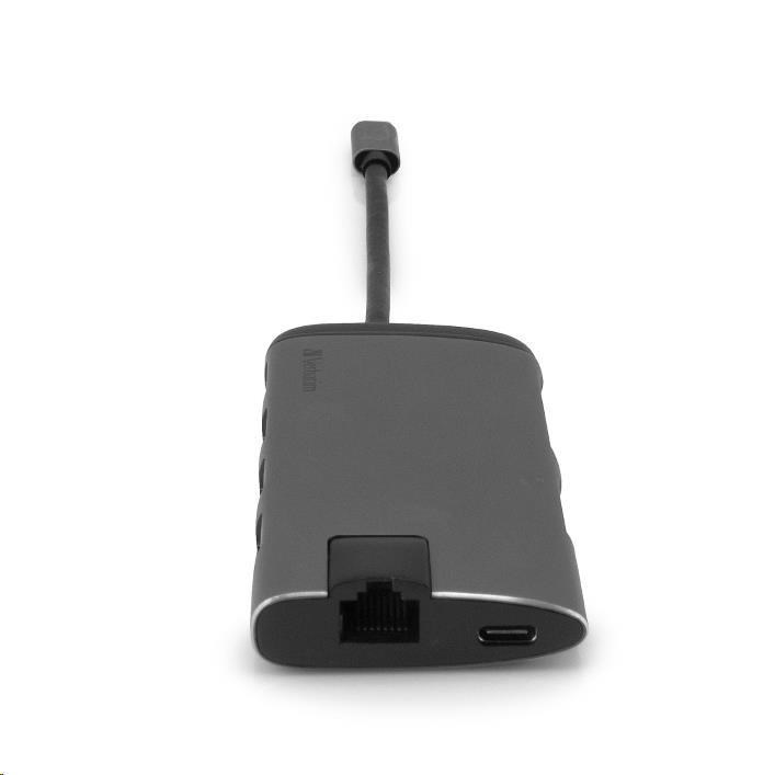 VERBATIM 49142 Multiportový HUB USB-C,  3x USB 3.0,  1x USB-C,  HDMI,  LAN,  SD,  microSD,  šedý dok0 