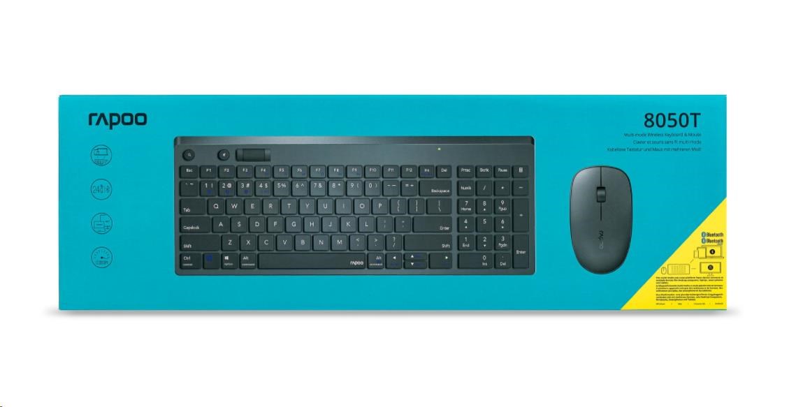 Súprava klávesnice a myši RAPOO 8050T Multi-mode Wireless Desktop Combo Set4 