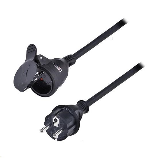 Solight prodlužovací přívod - spojka,  1 zásuvka,  5m,  3 x 1, 5mm2,  gumová,  černá0 