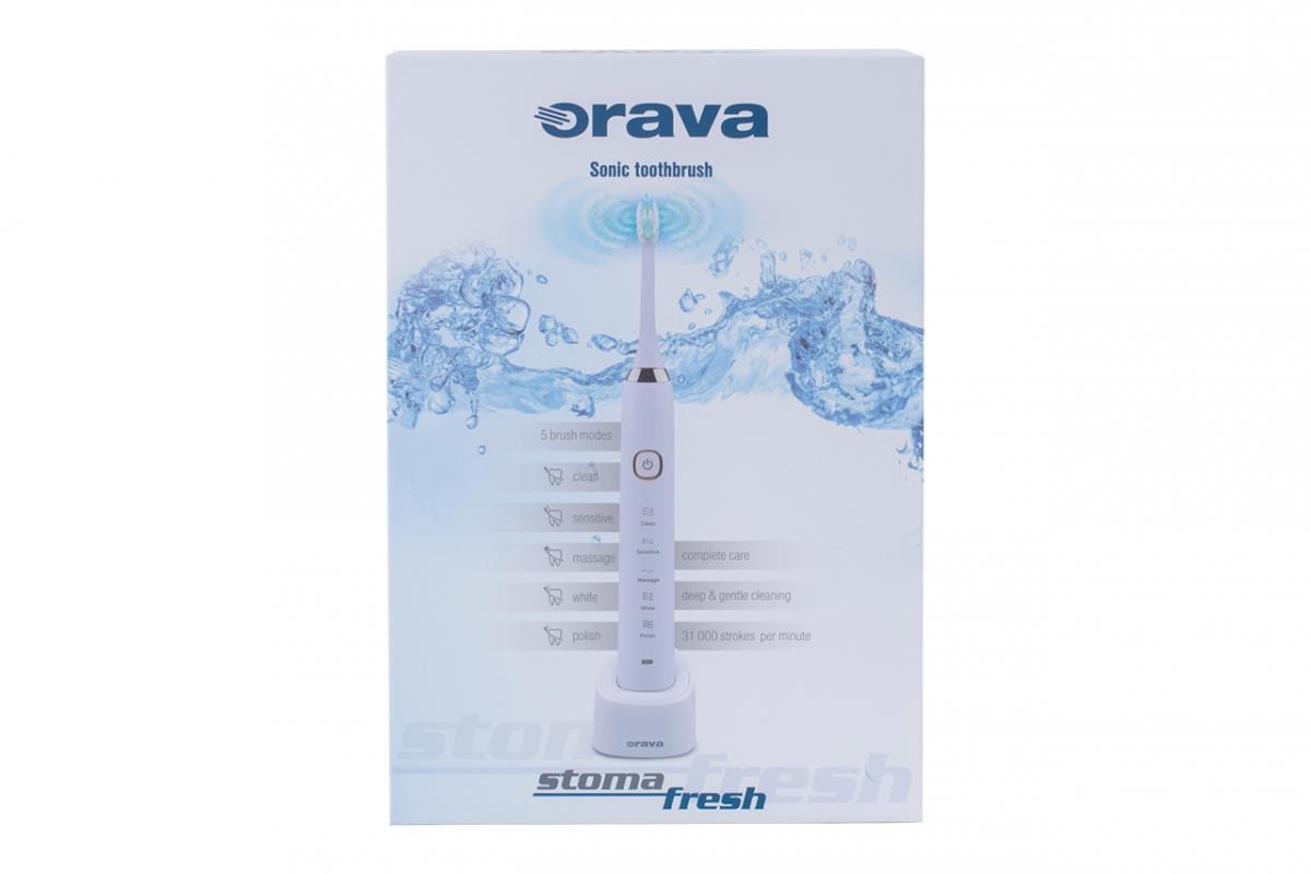 Orava Stomafresh sonický zubní kartáček,  5 režimů,  cestovní pouzdro,  časovač,  bílá7 