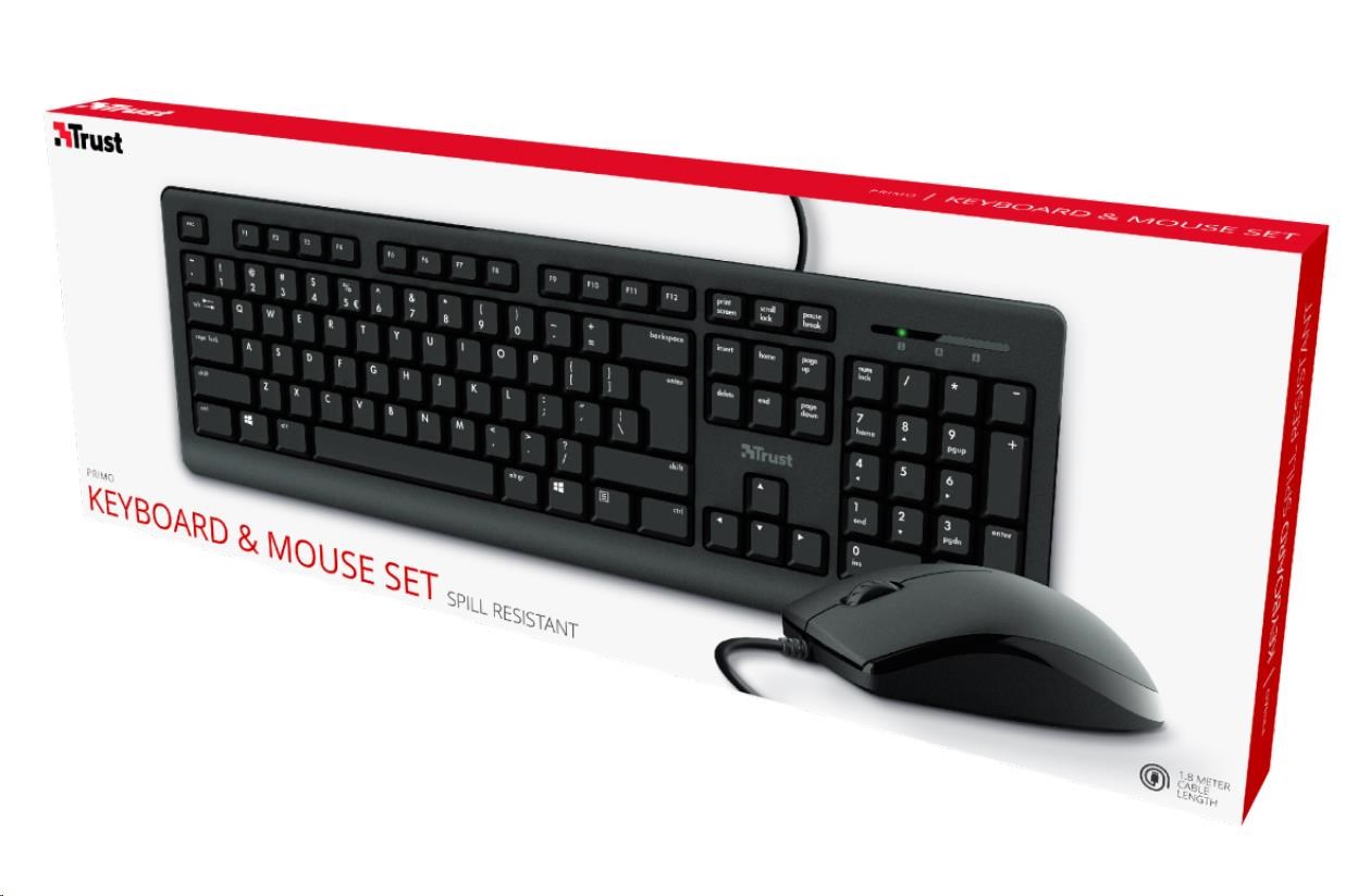 TRUST set klávesnica + myš PRIMO,  USB,  US5 