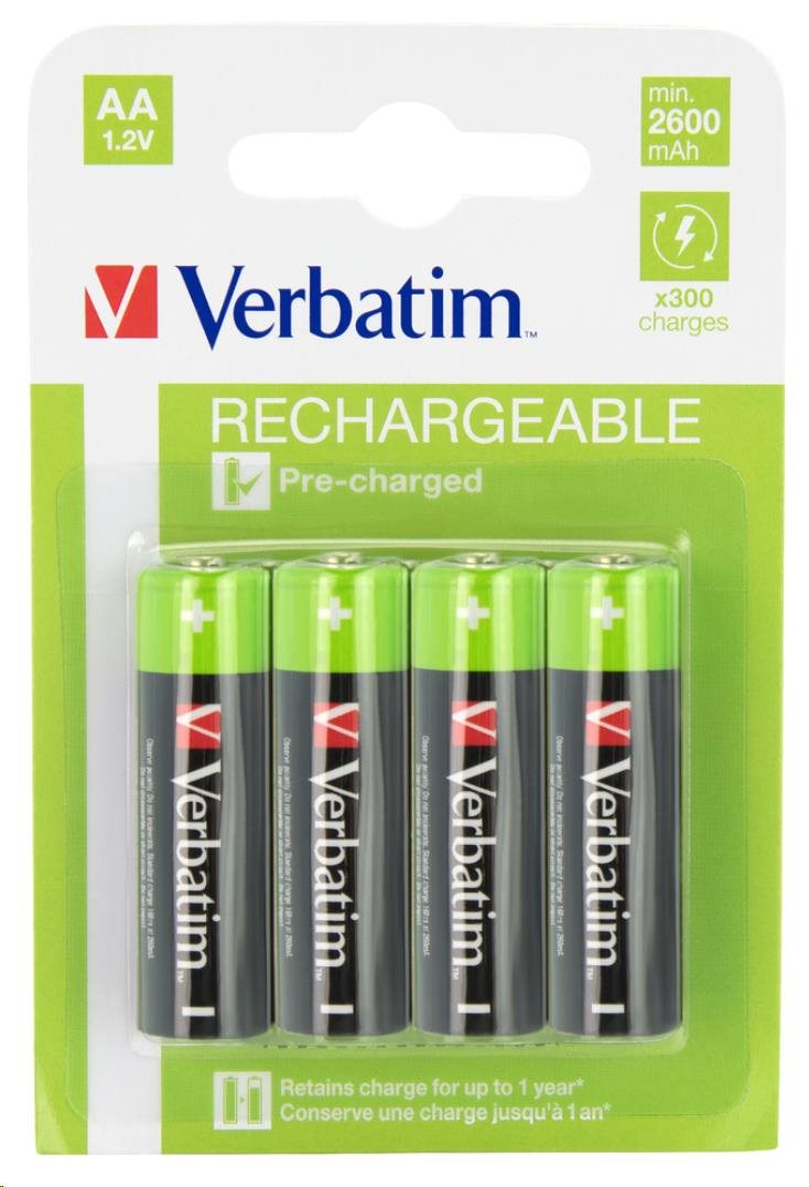 VERBATIM Nabíjecí baterie AA Premium 4-Pack  2500 mAh0 