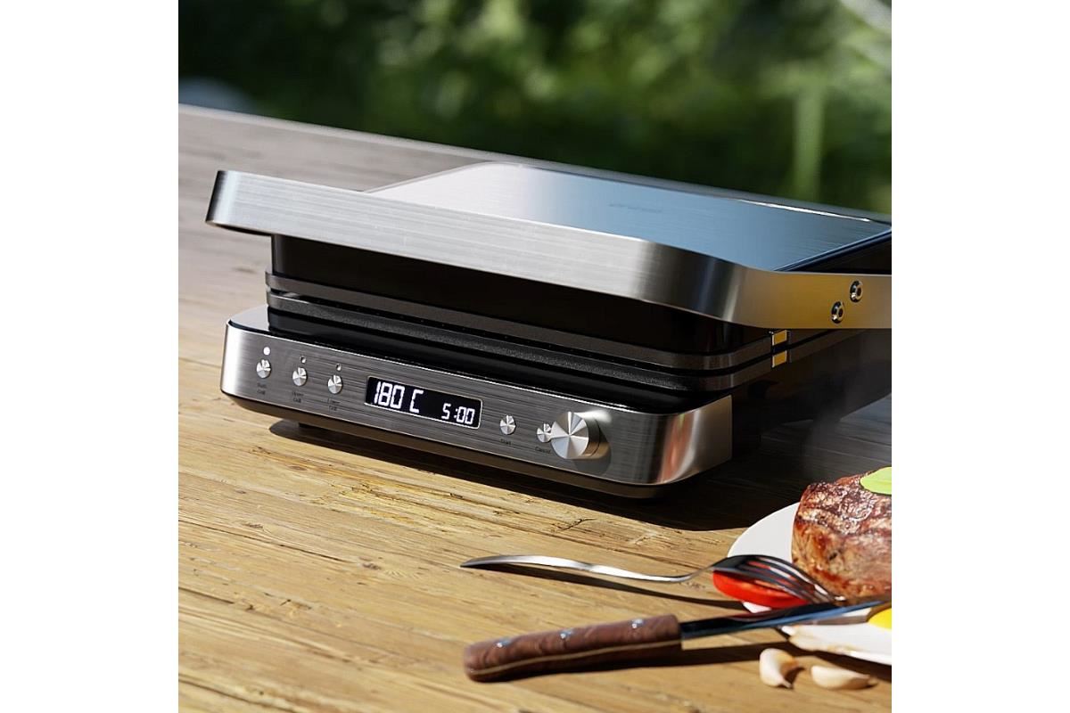 Orava Grillchef-3 elektrický kontaktní gril,  2000 W,  LCD displej,  časovač,  digitální ovládání7 