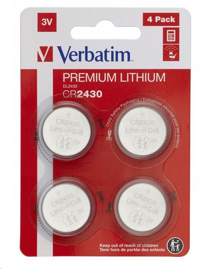 VERBATIM Lithium baterie CR2430 3V 4 Pack1 