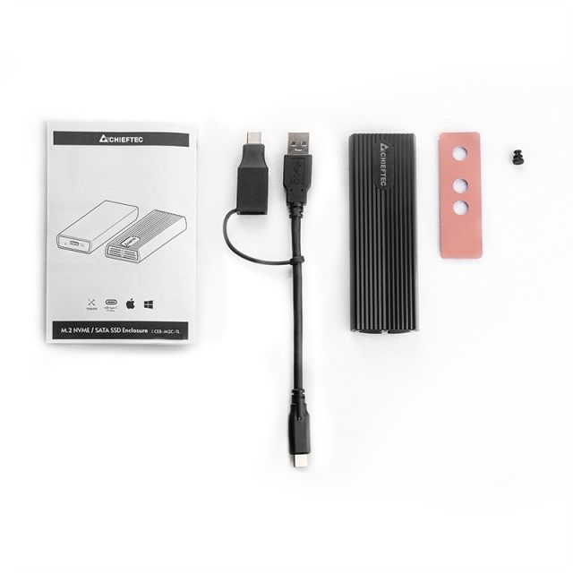 Vonkajší rám CHIEFTEC pre M.2 PCIe NVMe/ S-ata SSD Enclosure Tool-Less,  s konektorom USB typu C,  čierna0 