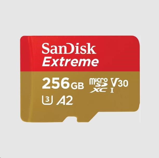 Karta SanDisk micro SDXC 256GB Extreme (190 MB/ s Class 10,  UHS-I U3 V30) + adaptér0 