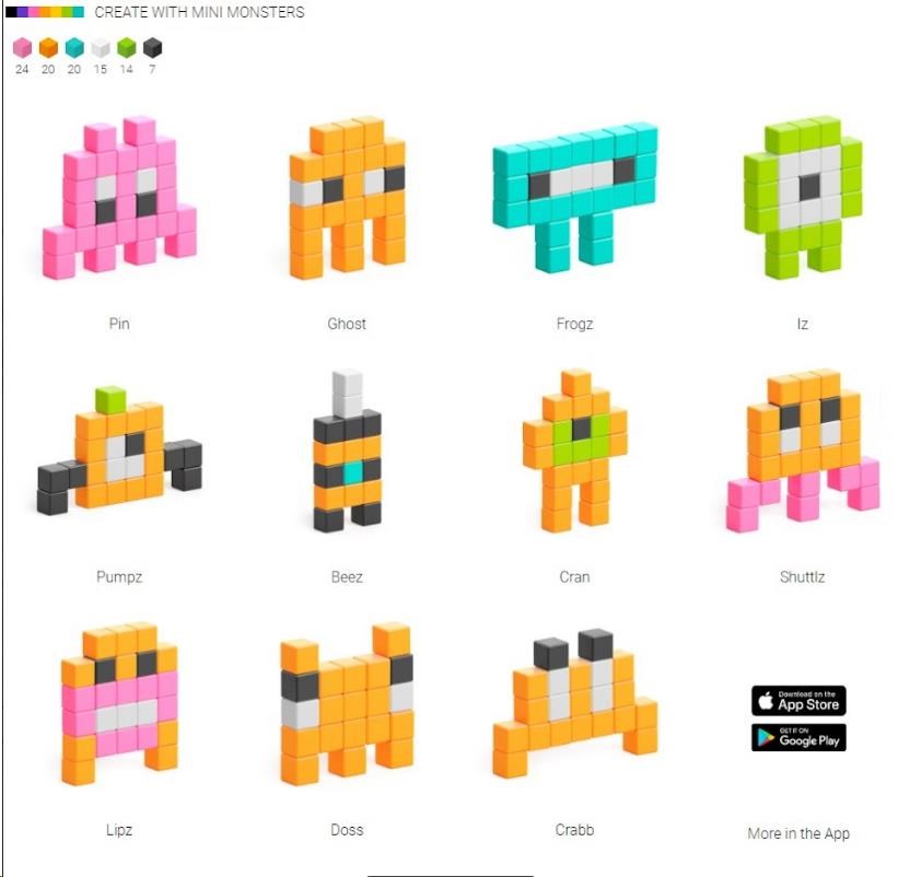 PIXIO Mini Monsters magnetická stavebnice2 