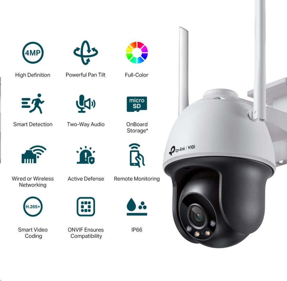 TP-Link VIGI C540-W(4mm),  4MP,  PTZ,  IR 30m,  WIFI,  Micro SD card1 