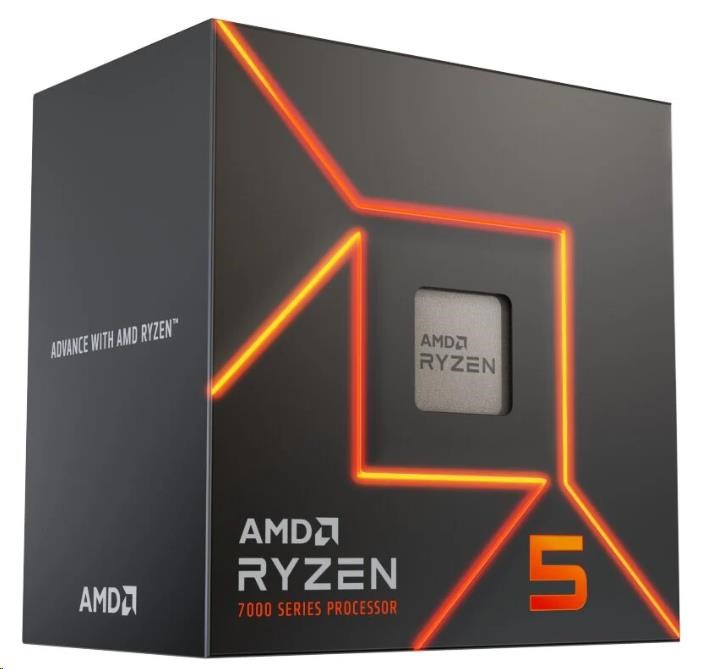 CPU AMD RYZEN 5 7600,  6-core,  3.8GHz,  38MB cache,  65W,  socket AM5,  BOX2 