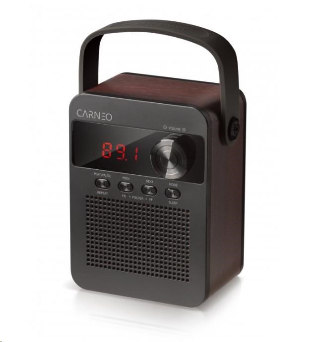 CARNEO F90 FM rádio,  bluetooth reproduktor,  black/ wood2 