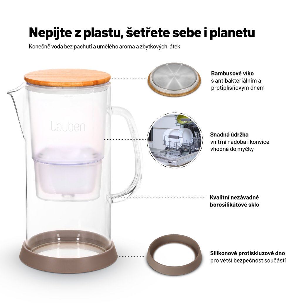 Lauben Glass Water Filter Jug 32GW - filtrační konvice4 