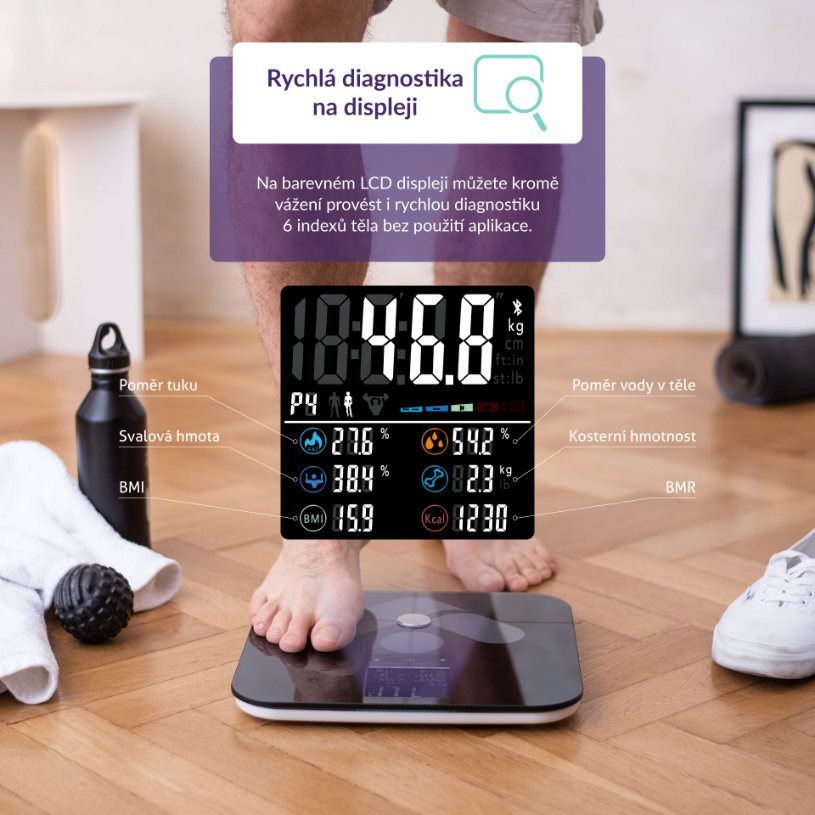 TrueLife FitScale W7 BT - Bioelektrická impedanční bluetooth váha - černá4 