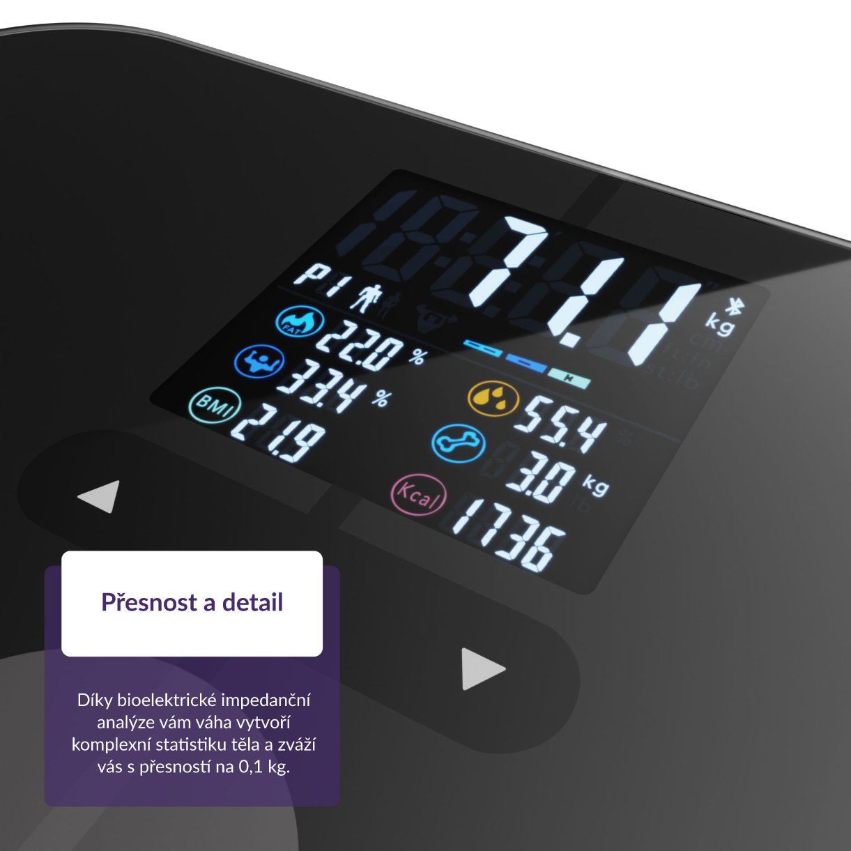 TrueLife FitScale W7 BT - Bioelektrická impedanční bluetooth váha - černá6 