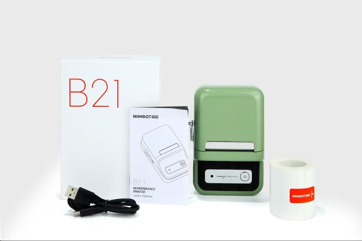 Niimbot Tiskárna štítků B21S Smart,  zelená + role štítků 210ks8 