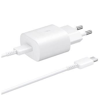 Samsung síťová nabíječka EP-TA800EWE + kabel EP-DA705BWE USB-C,  25W,  bílá,  (bulk)0 