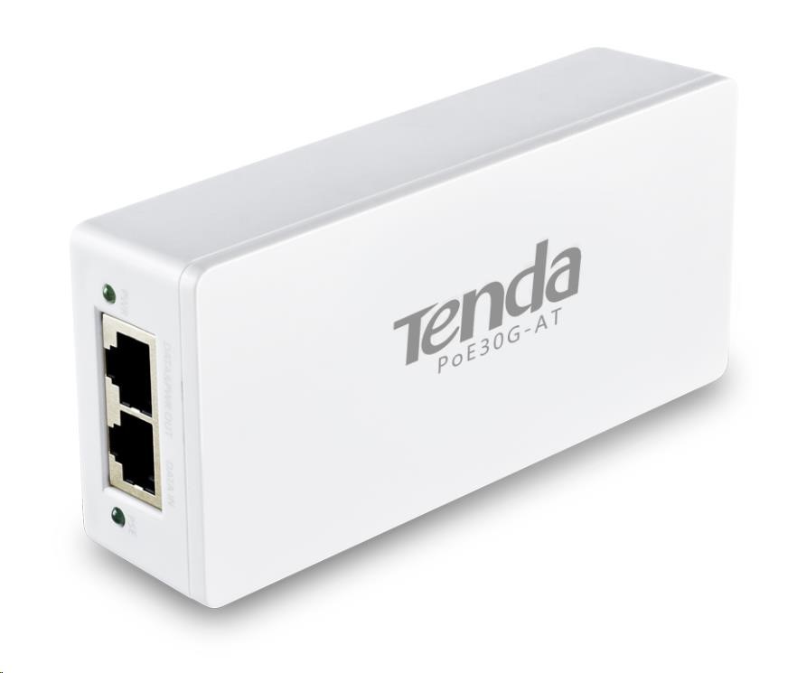 Tenda PoE30G-AT Gigabit Ethernet Power Injector,  30W,  802.3at,  802.3af, 48V, PD Autodet.1 