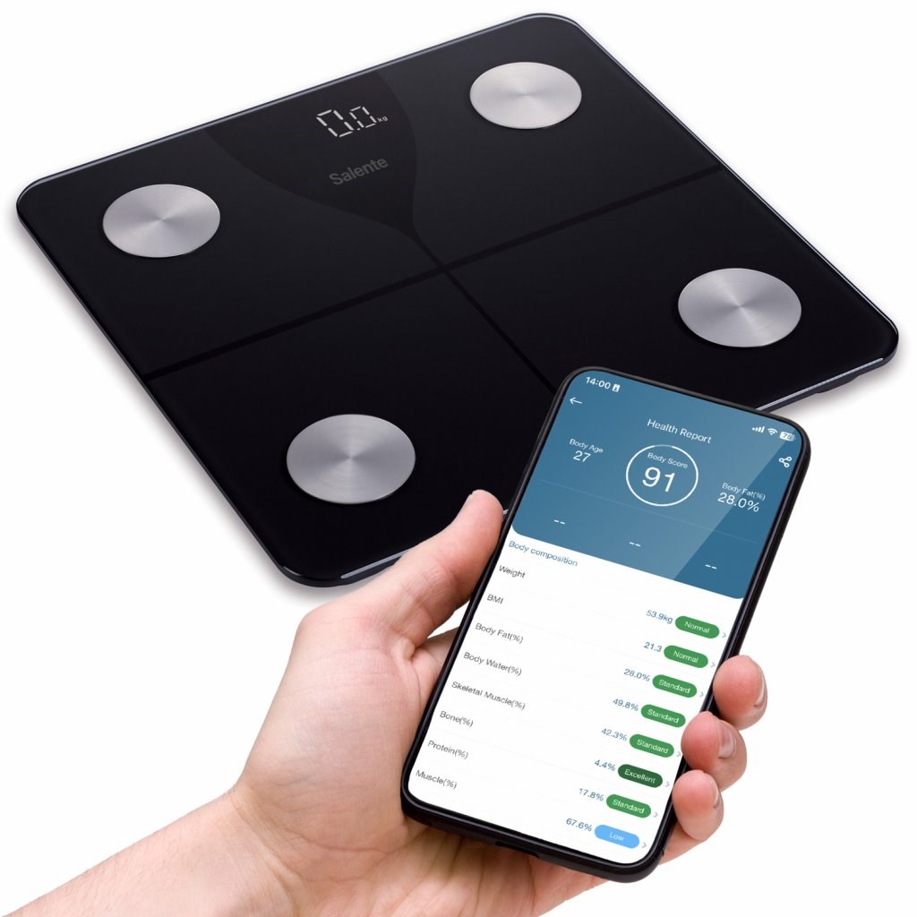 Salente SlimFit,  osobní diagnostická fitness váha,  Bluetooth,  černá2 