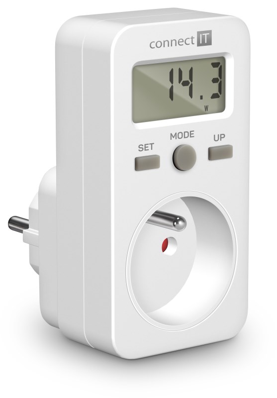 CONNECT IT Digitální měřič PowerMeter,  Měřič spotřeby el. energie,  bílá0 