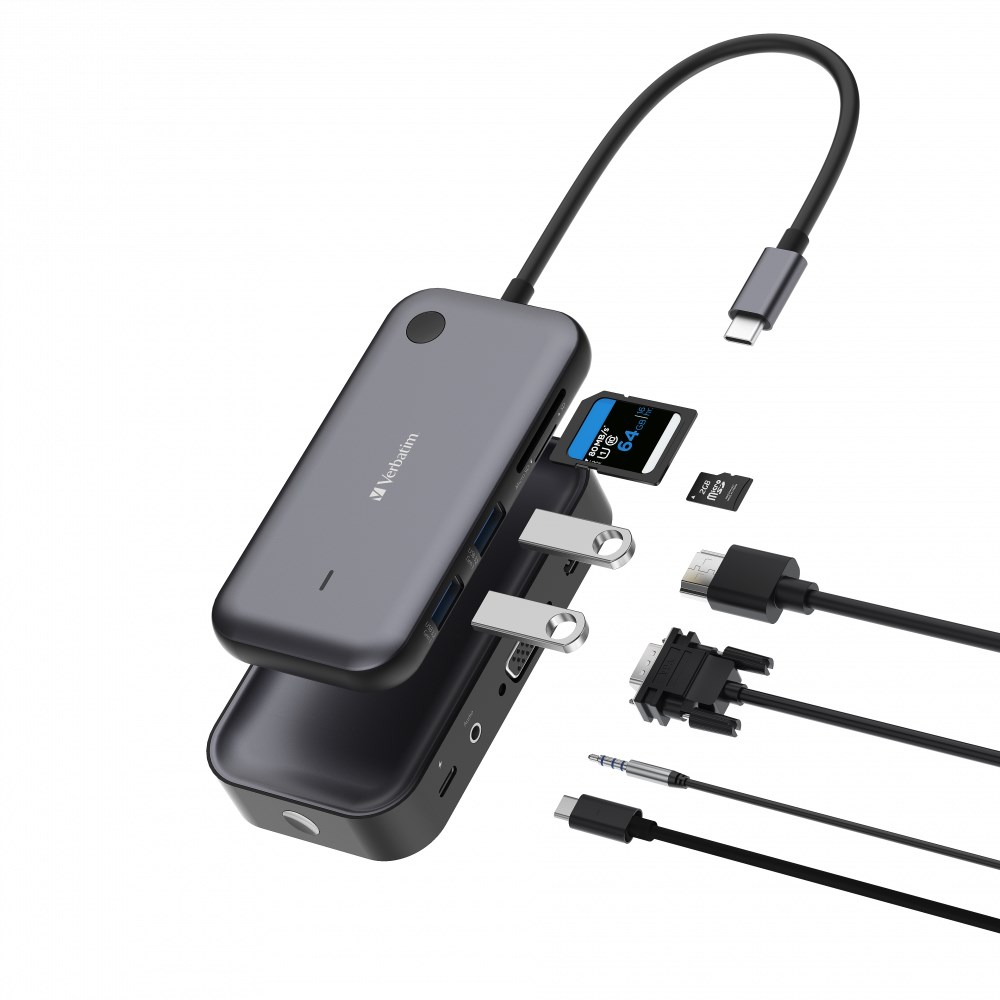 VERBATIM Display Adapter WDA-01 Share My Screen 1080P,  USB-C hub1 