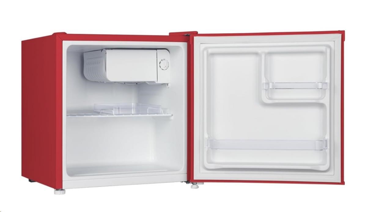 CHiQ CSD46D4RE minibar,  46 litrů,  2 přihrádky,  0 °C až +10 °C,  39 dB,  červený2 