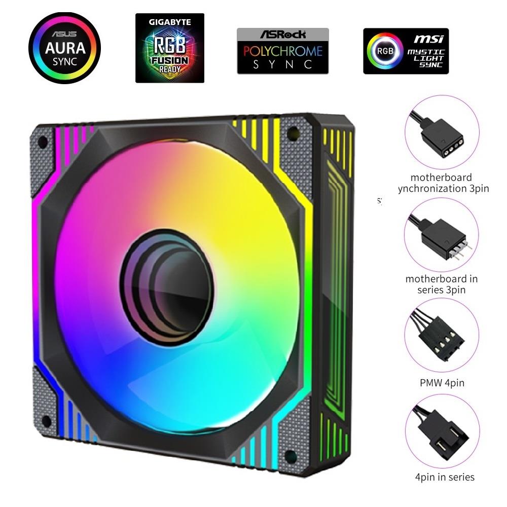 1stCOOL Ventilátor AURA EVO Mirror ARGB PWM,  120mm,  černá0 