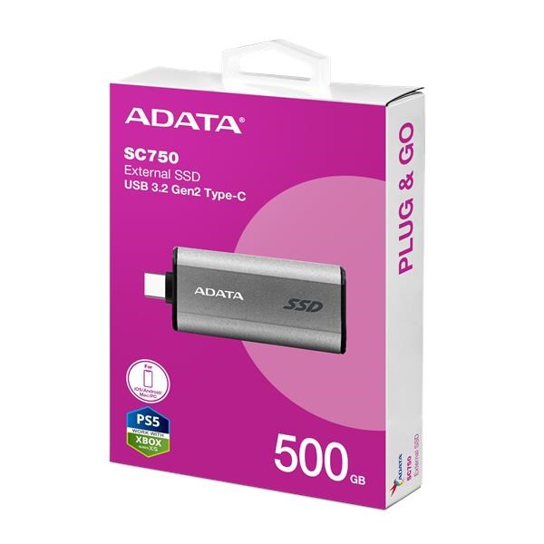 ADATA External SSD 500GB SC750,  USB-C 3.2 Gen2,  Černá6 