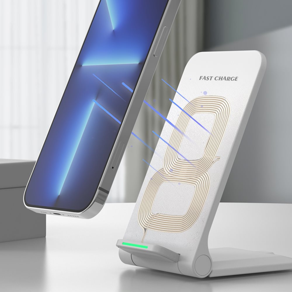 1stCOOL bezdrátová QI nabíječka H18,  skládací stojánek,  USB-C,  bílá5 