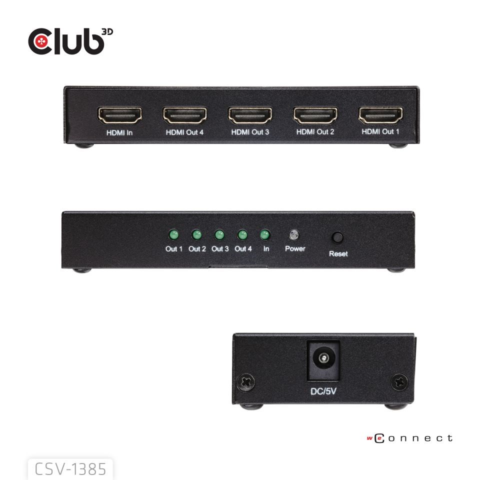 Club3D Video rozbočovač 1:4 HDMI 2.0 4K120Hz,  4 porty,  černá1 