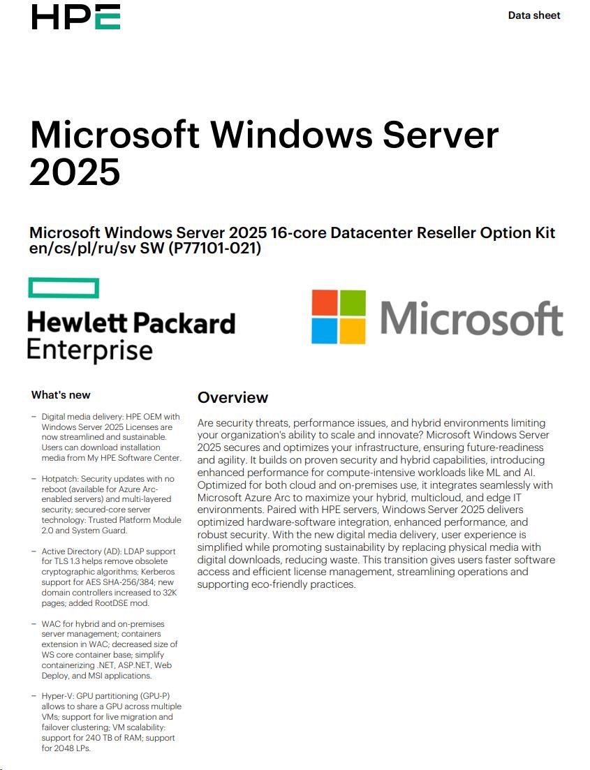 HPE MS WS25 16C DC OEM CZ/ ENG