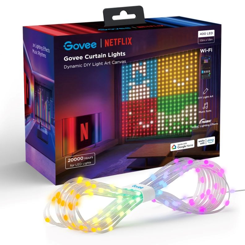 Govee Netflix RGBIC Curtain Light 400 LED - 1, 5 x 1, 5m0 