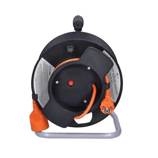 Solight prodlužovací přívod na bubnu,  1 zásuvka,  25m,  oranžový kabel,  3x 1, 5mm24 