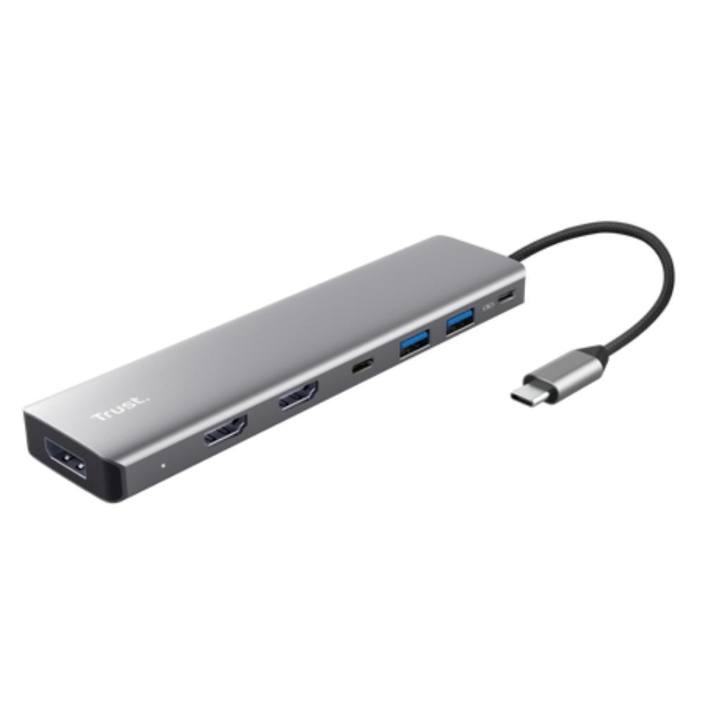 TRUST Dokovací stanice DALYX 7v1,  1xDP,  2xHDMI,  2xUSB-C,  2xUSB,  šedá0 
