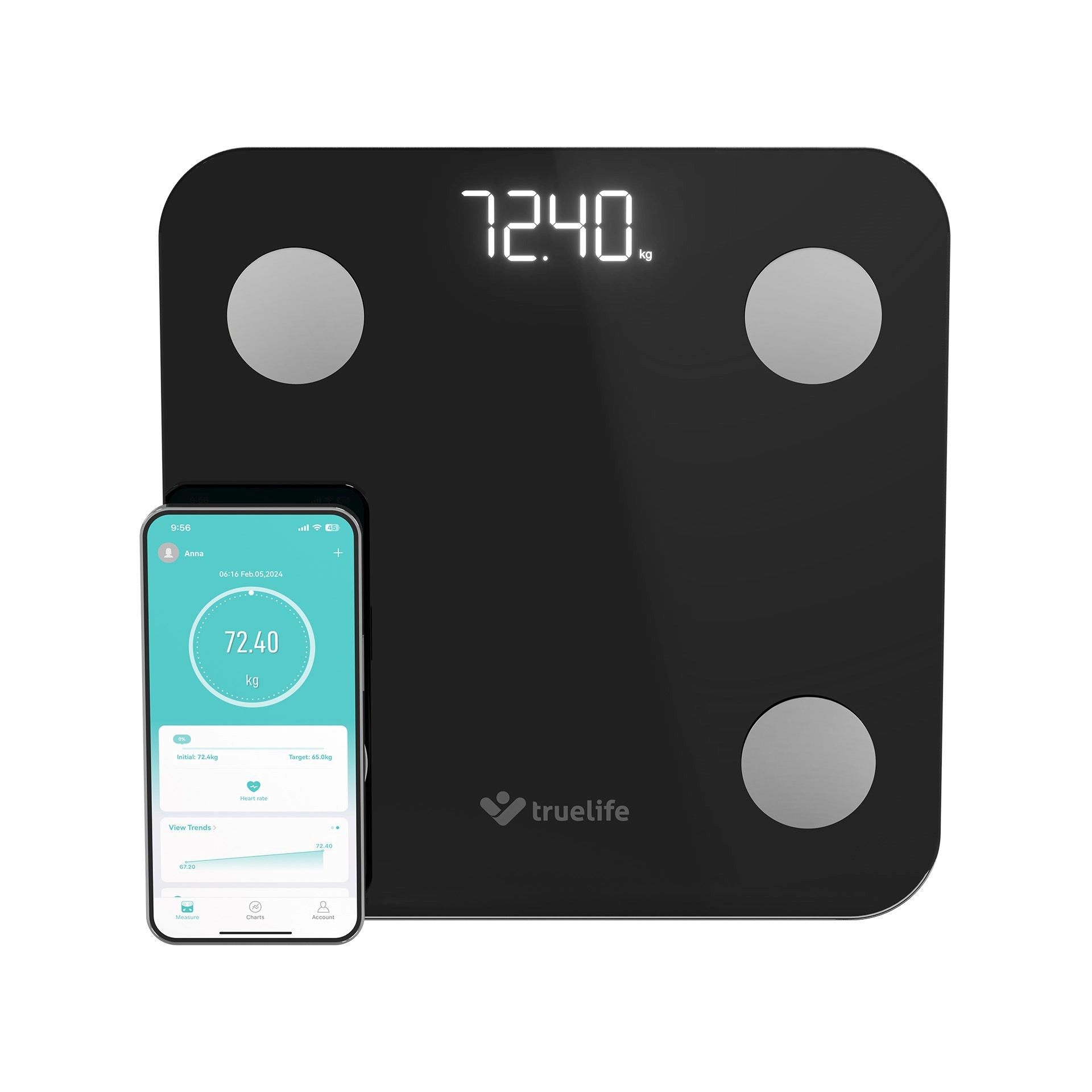 TrueLife FitScale W1 BT Black - bioelektrická impedanční bluetooth váha4 