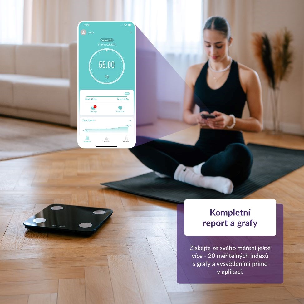 TrueLife FitScale W1 BT Black - bioelektrická impedanční bluetooth váha0 