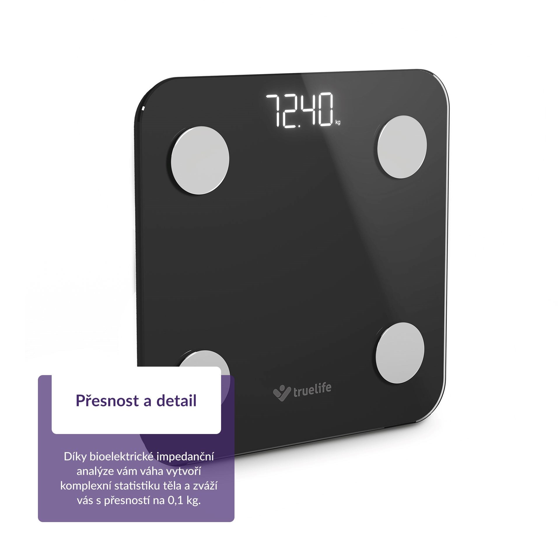 TrueLife FitScale W1 BT Black - bioelektrická impedanční bluetooth váha6 