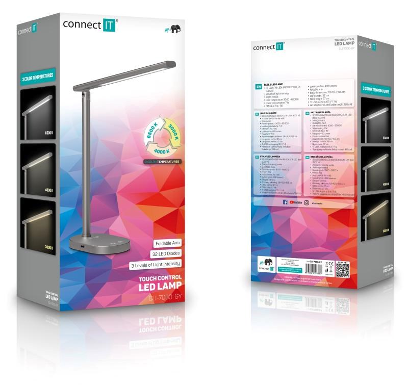 CONNECT IT Stolní LED lampa Shine,  USB-A,  šedá4 