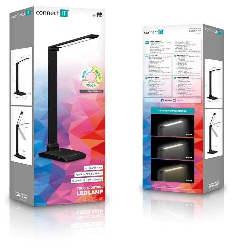 CONNECT IT Stolní LED lampa Bright,  USB-A,  černá4 
