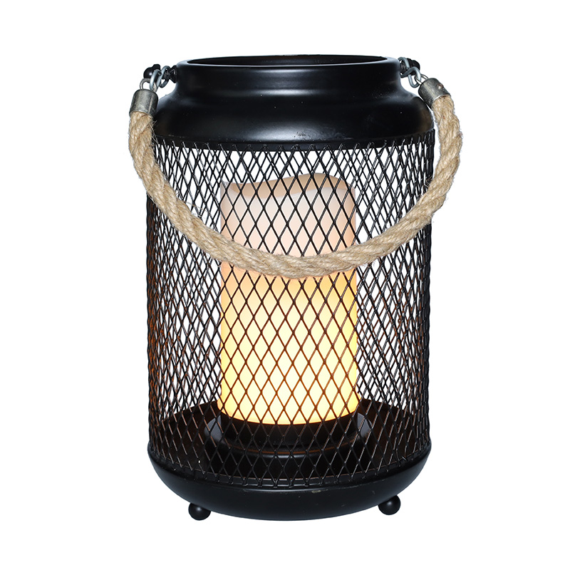 Solight kovová lucerna s LED svíčkou,  teplá bílá,  3xAA,  černá,  20cm1 