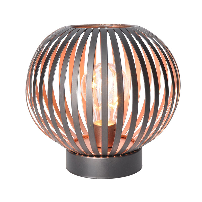 Solight kovová kulatá lucerna se žárovkou s micro LED,  teplá bílá,  měděná,  3xAA,  19cm3 