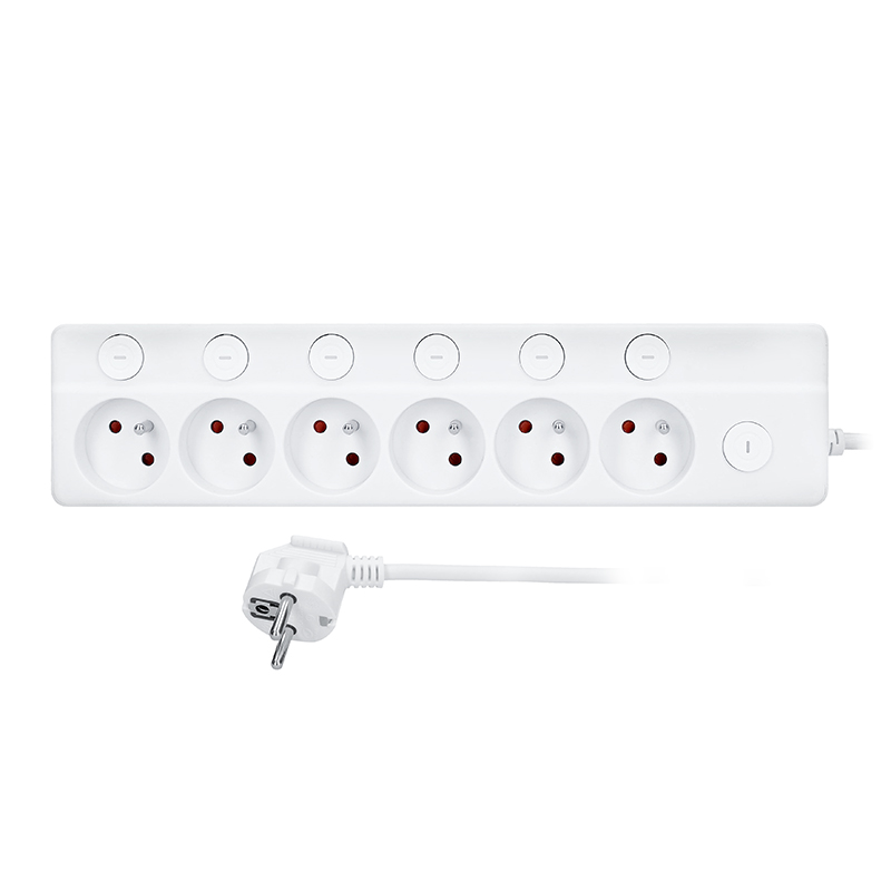 Solight 6z prodlužovací přívod,  3m,  3 x 1mm2,  bílý,  6+1 vypínač3 
