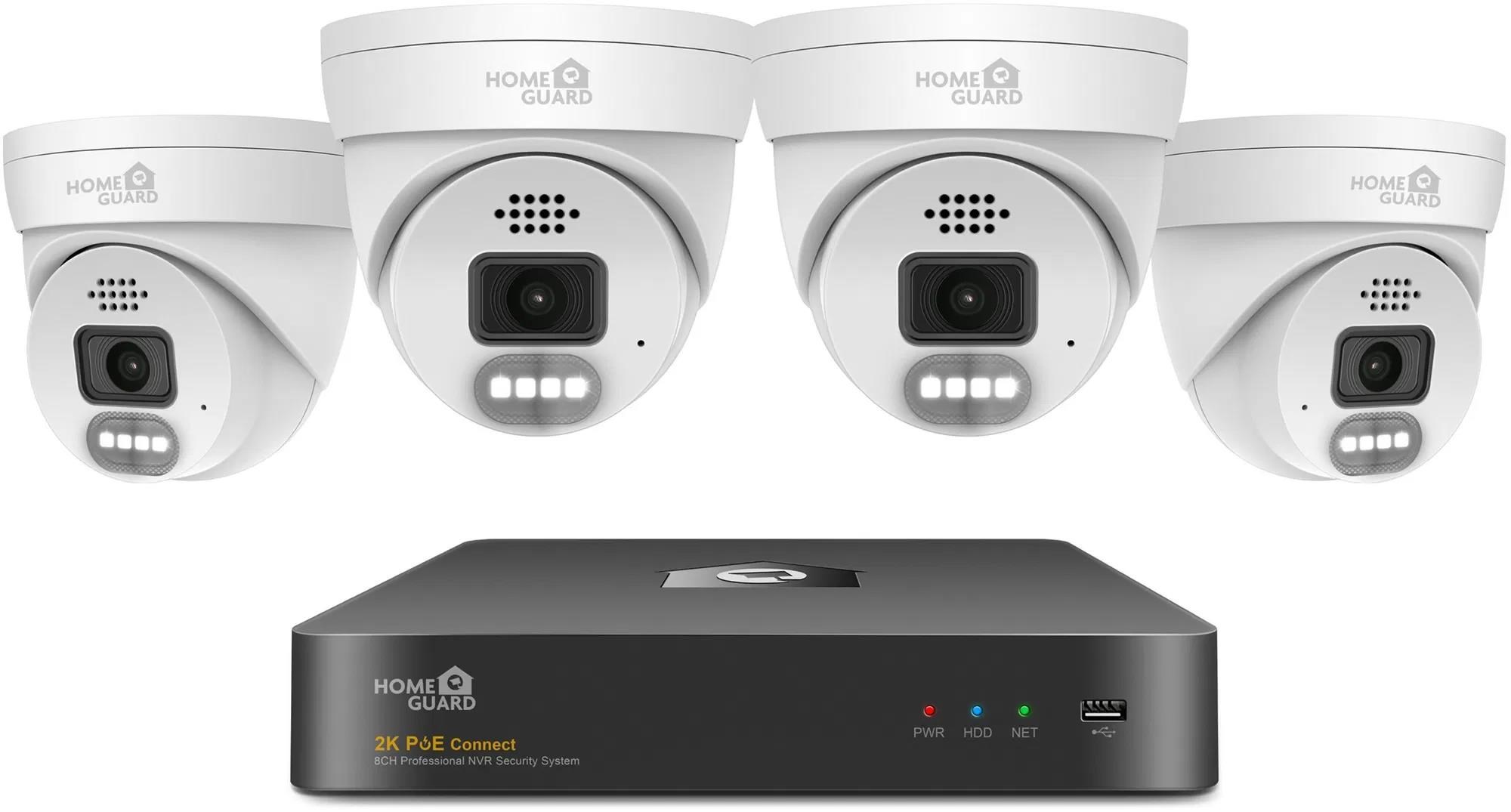 iGET HGNVK84804 - kamerový PoE set, 2K rozlíšenie, 8CH NVR + 4x kamera so zvukom, IR + LED, CZ app