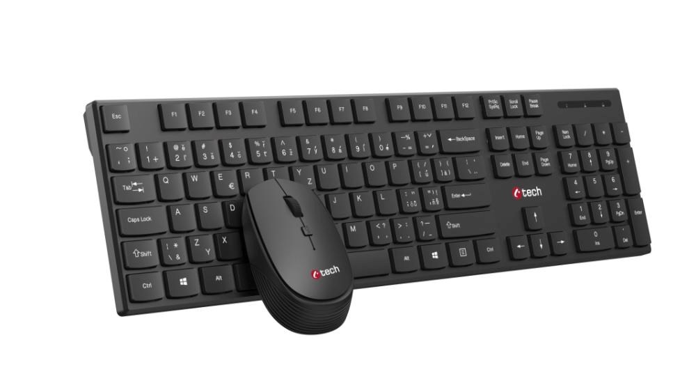 C-TECH klávesnice s myší WLKMC-03,  Bezdrátový set 2.4GHz,  CZ,  Černá0 