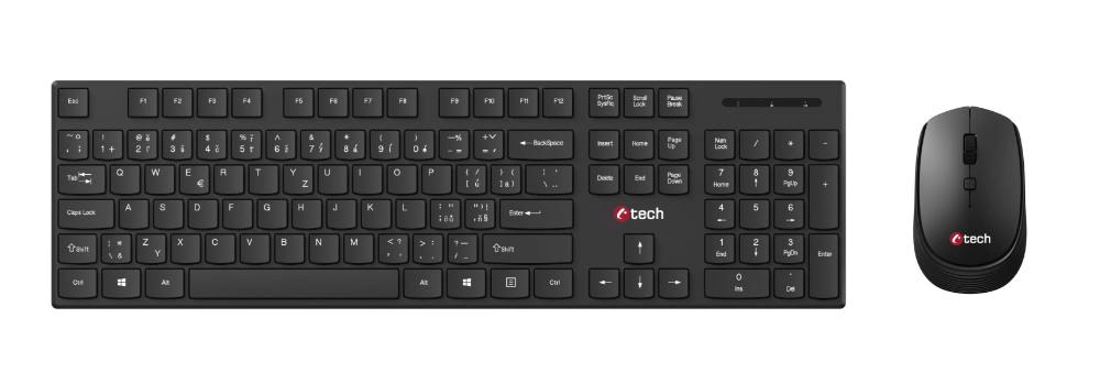C-TECH klávesnice s myší WLKMC-03,  Bezdrátový set 2.4GHz,  CZ,  Černá1 