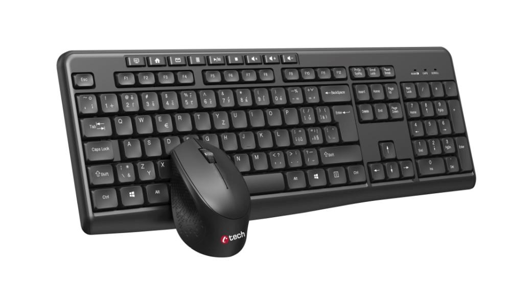 Klávesnice C-TECH WLKMC-04, bezdrátový combo set s myší, černý, USB, CZ/ SK
