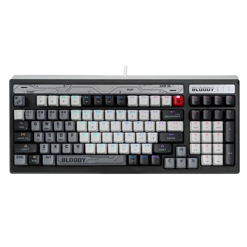 A4tech Bloody B950 podsvícená mechanická herní klávesnice RGB,  Brown Switch,  USB,  CZ,   šedá0 