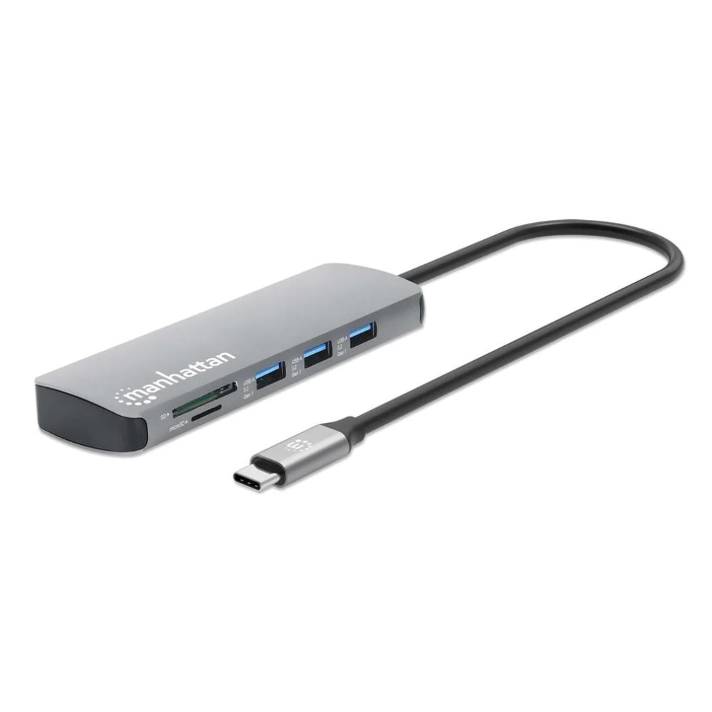 MANHATTAN Dokovací stanice USB-C 9v1,  1xHDMI,  2xUSB-C,  3xUSB,  1xRJ45,  čtečka SD karet,  šedá0 
